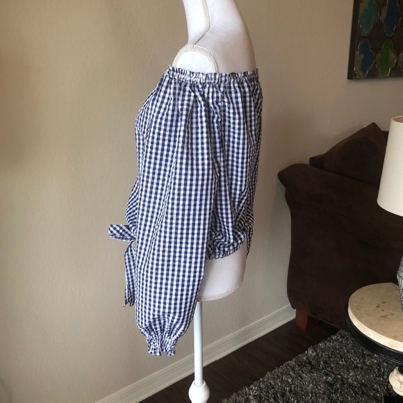 Off Shoulder Plaid Gingham Top by Sanctuary - Picture 6 of 8